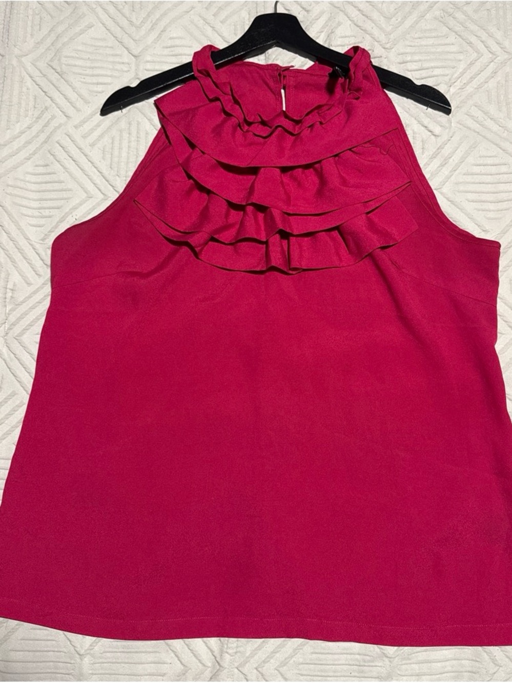 Essentials by Milano Pink Ruffle Mock Neck Sleeveless Blouse XL